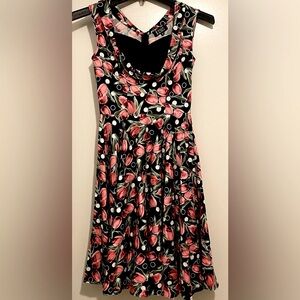 Dollz & Dames Kiki Swing Dress Pink Tulip Retro Midi Sleeveless, Size S - NWT